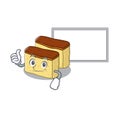 Thumbs up with board castella cake isolated in the cartoon