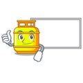 Thumbs up with board flammable gas tank on cartoon the Royalty Free Stock Photo