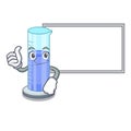 Thumbs up with board graduated cylinder with on mascot liquid