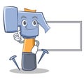 Thumbs up with board hammer character cartoon emoticon