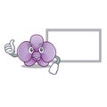 Thumbs up with board orchid flower character cartoon Royalty Free Stock Photo