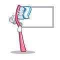 Thumbs up with board toothbrush character cartoon style