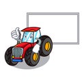 Thumbs up with board tractor character cartoon style