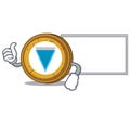 Thumbs up with board Verge coin character cartoon