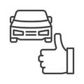 Thumbs Up with Car vector Car Sharing concept thin line icon Royalty Free Stock Photo