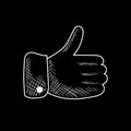 Thumbs up chalk icon. Social media like. Good, cool, ok hand gesture. Rating, ranking. Accept button. Isolated vector
