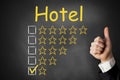 Thumbs up chalkboard hotel rating one star Royalty Free Stock Photo