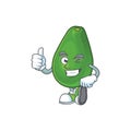 Thumbs up cute avocado cartoon on white background Royalty Free Stock Photo