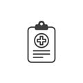 Clipboard with medical profile icon.