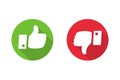 Thumbs up and down flat icons with shadow. Thumbs up collection, hands icon, like icons Royalty Free Stock Photo