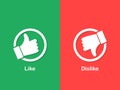 Thumbs up and down icon. White like and dislike icon