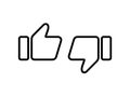 Thumbs up and thumbs down icons thin line. Like and dislike. Vector illustration