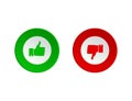 Thumbs up or down.Like and dislike buttons. Dos and donts like icon. Vector eps10