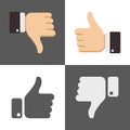 Thumbs up and down, like dislike icons for social network