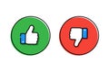 Thumbs up and thumbs down. Like or dislike. Vector illustration line icon