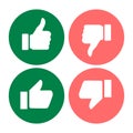 thumbs up down likes on empty background