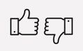 Thumbs up and down line icons. Vector