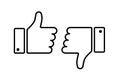 Thumbs up thumbs down red and green isolated vector like social media signs