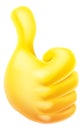 Thumbs Up Emoticon Emoji Yellow Hand Cartoon Icon