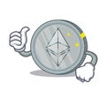 Thumbs up Ethereum coin character cartoon