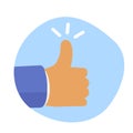 Thumbs up feedback. Communication through gesture. Good product, quality. Like