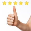 Thumbs up with a five star rating Royalty Free Stock Photo