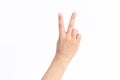 Thumbs up in front of white backgroundhands holding Numbers in front of Royalty Free Stock Photo