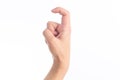 Thumbs up in front of white backgroundhands holding Numbers in front of Royalty Free Stock Photo