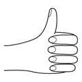 A thumbs-up gesture. A human hand with a raised thumb. A symbol of approval, consent. Hand-drawn black and white vector Royalty Free Stock Photo