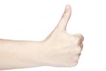 Thumbs up gesture made on a white background