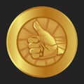 thumbs up gold medal emblem symbol of ok agree correct best of the best seal certificate badge award