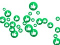 Thumbs up green isolated vector like social media signs scatter.