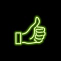 Thumbs up green shiny like button, hand, element, vector illustration