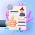 Thumbs up hands with cv. Approved resume. HR management concept. Job application approved. Human resources. Royalty Free Stock Photo