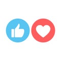 Thumbs up and heart icon on a white background. Vector icon empathetic emoji reactions isolated