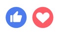 Thumbs up and heart icons. Like and heart