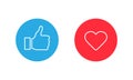 Thumbs up and heart, social media icon, empathetic emoji reactions. Vector illustration EPS 10