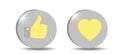 Thumbs up and hearts button, social media vector icon