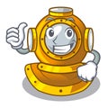 Thumbs up helmet diving isolated in the cartoon