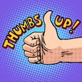 Thumbs up hitchhiking symbol and approval