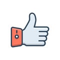 Color illustration icon for Thumbs up, vote and like