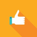 Thumbs up icon. Colorful modern flat design for your business. Like button