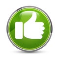 Thumbs up icon elegant green round button vector illustration Royalty Free Stock Photo