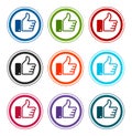 Thumbs up icon flat round buttons set illustration design