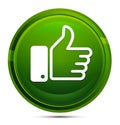 Thumbs up icon glassy green round button illustration Royalty Free Stock Photo