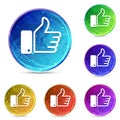 Thumbs up icon digital abstract round buttons set illustration