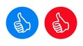 Thumbs up icon flat trendy round button set