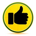 Thumbs up icon lemon lime yellow round button illustration