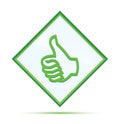 Thumbs up icon modern abstract green diamond button Royalty Free Stock Photo