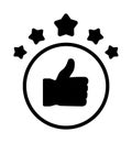 Thumbs up icon with star pattern border Royalty Free Stock Photo